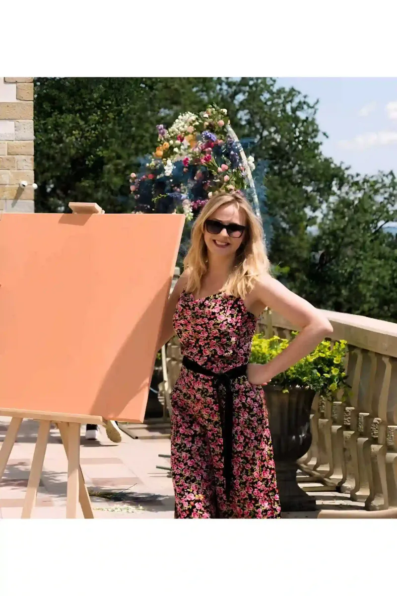 Live wedding painting of romantic ceremony in Marbella, Spain